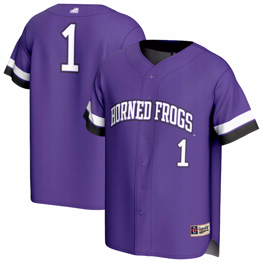 Unisex GameDay Greats #1 Purple TCU Horned Frogs Lightweight Collegiate Baseball Fashion Jersey - Jersey