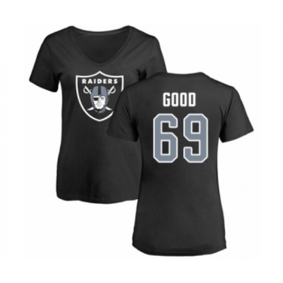 Football Women's Oakland Raiders #69 Denzelle Good Black Name & Number Logo T-Shirt - Jersey