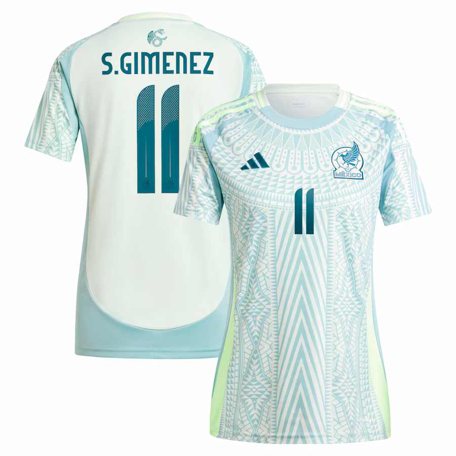 Women's Mexico National Team Santiago Giménez adidas Green 2024 Away Replica Player Jersey - Jersey