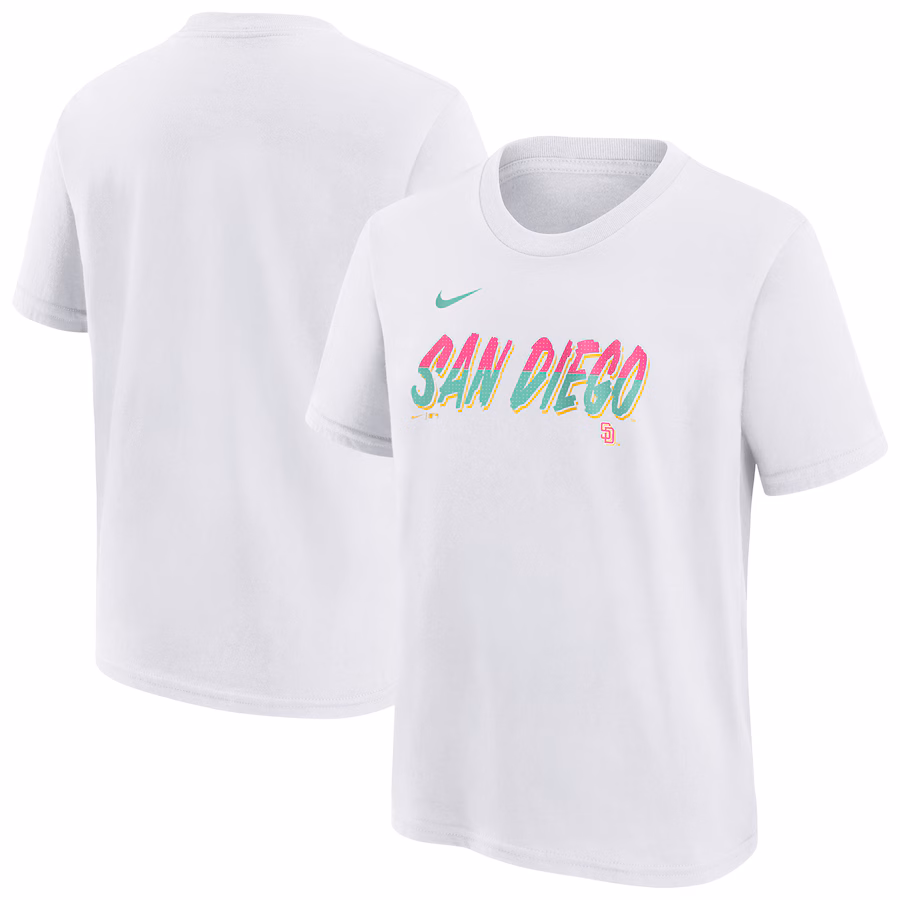 Youth San Diego Padres Nike White City Connect Wordmark T-Shirt - Jersey