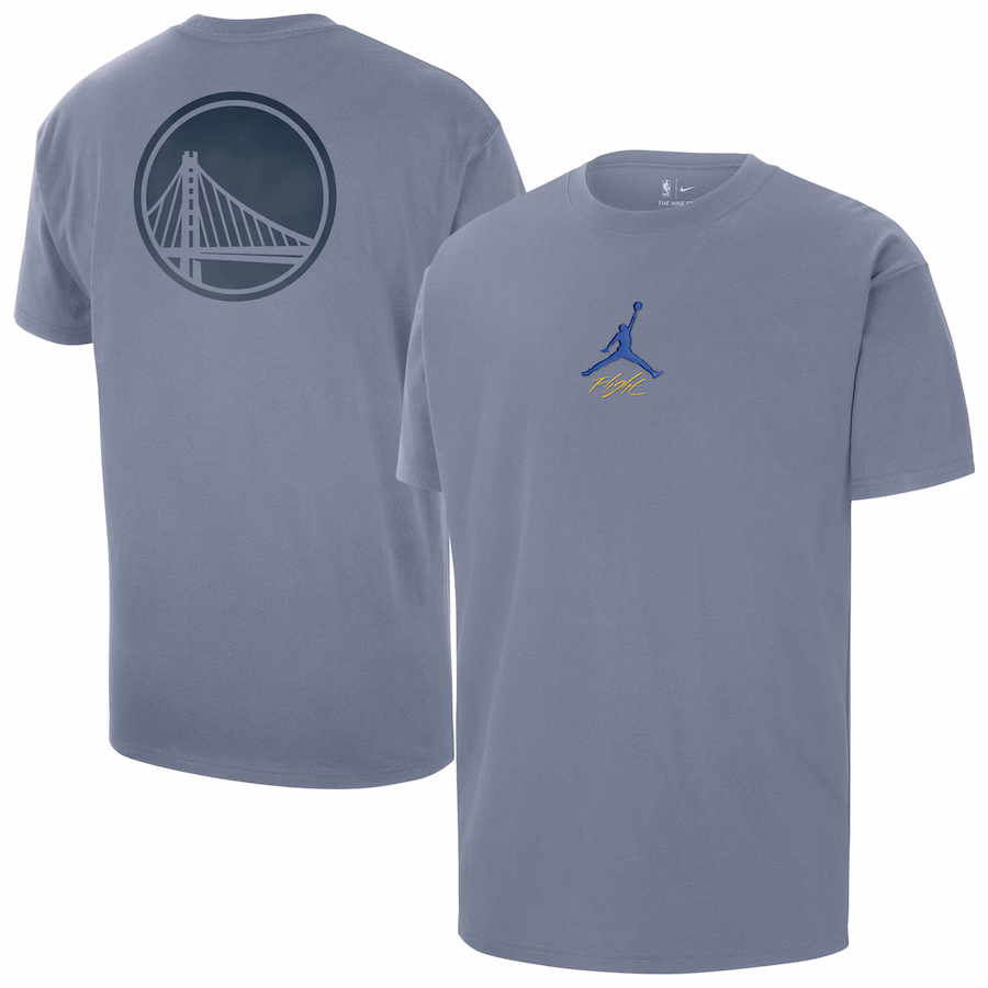 Men's Golden State Warriors Jordan Brand Blue Statement Edition Jumpman Flight Heavyweight T-Shirt - Jersey