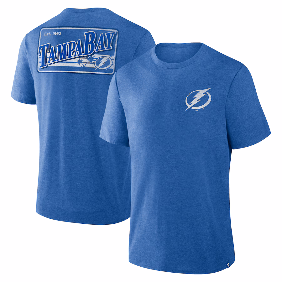Men's Tampa Bay Lightning Fanatics Heather Blue Fan Lanes Tri-Blend T-Shirt - Jersey