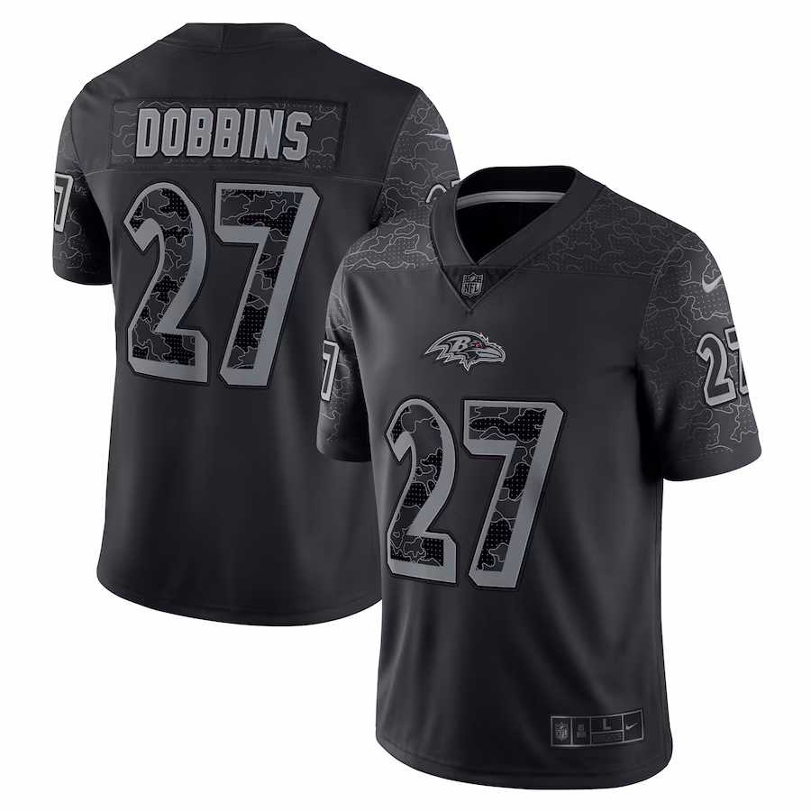 Men's Baltimore Ravens J.K. Dobbins Nike Black RFLCTV Limited Jersey - Jersey