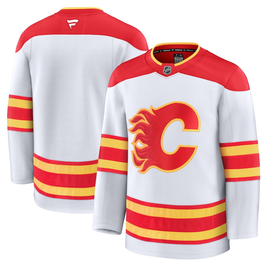 Men's Calgary Flames Fanatics White Away Premium Jersey - Jersey