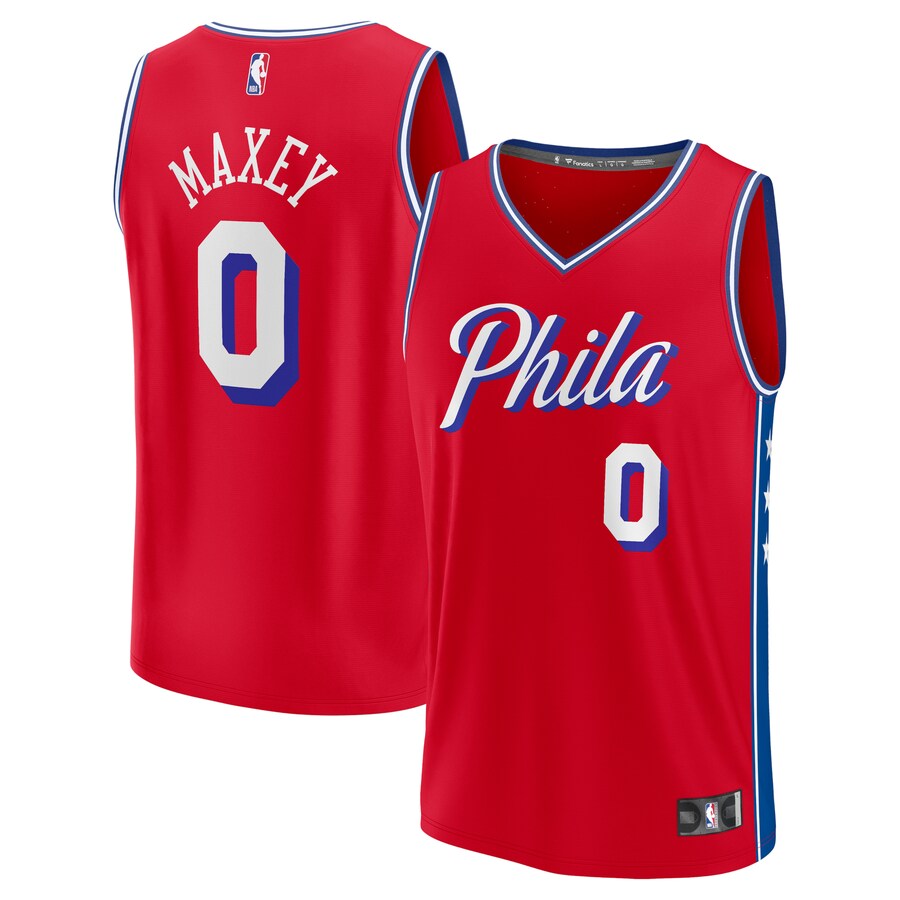 Men's Philadelphia 76ers Tyrese Maxey Fanatics Red Fast Break Replica Player Jersey - Statement Edition - Jersey