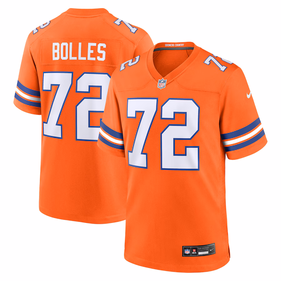Men's Denver Broncos Garrett Bolles Nike Orange Mile High Collection 1977 Throwback Player Game Jersey - Jersey