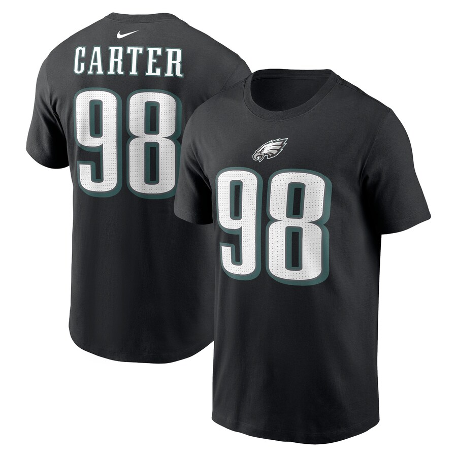 Men's Philadelphia Eagles Jalen Carter Nike Black Player Name & Number T-Shirt - Jersey