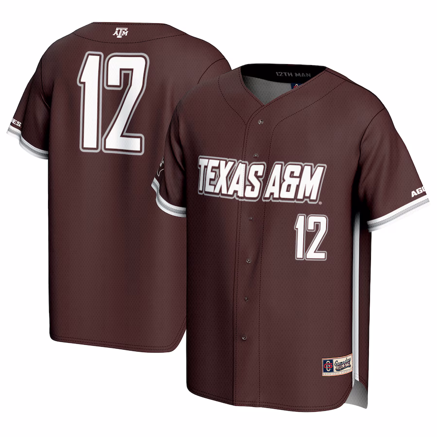 #12 Texas A&M Aggies GameDay Greats Unisex Baseball Lightweight Fashion Jersey - Maroon - Jersey