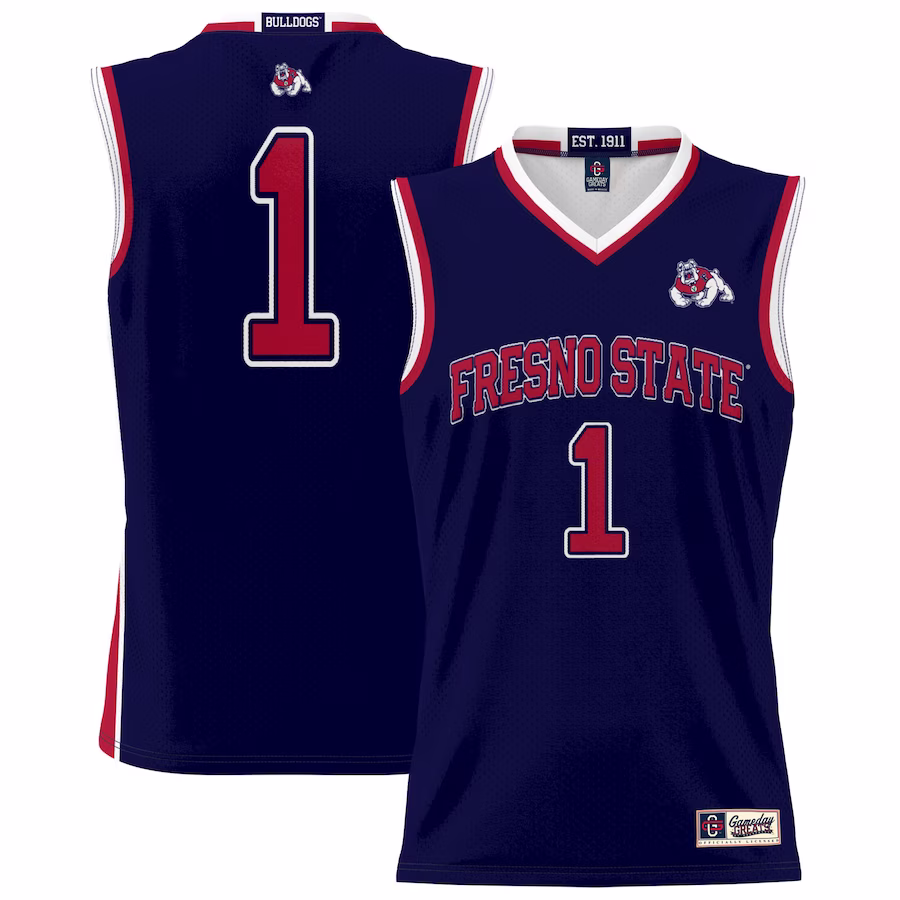 #1 Fresno State Bulldogs GameDay Greats Unisex Lightweight Basketball Jersey - Navy - Jersey