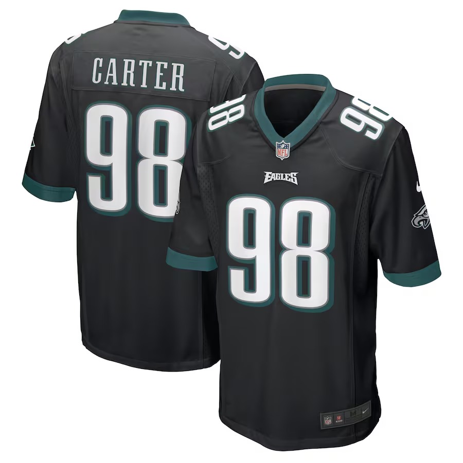 Men's Philadelphia Eagles Jalen Carter Nike Black Alternate Team Game Jersey - Jersey