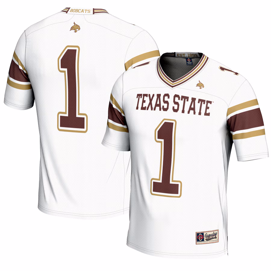 Youth GameDay Greats #1 White Texas State Bobcats Endzone Football Jersey - Jersey