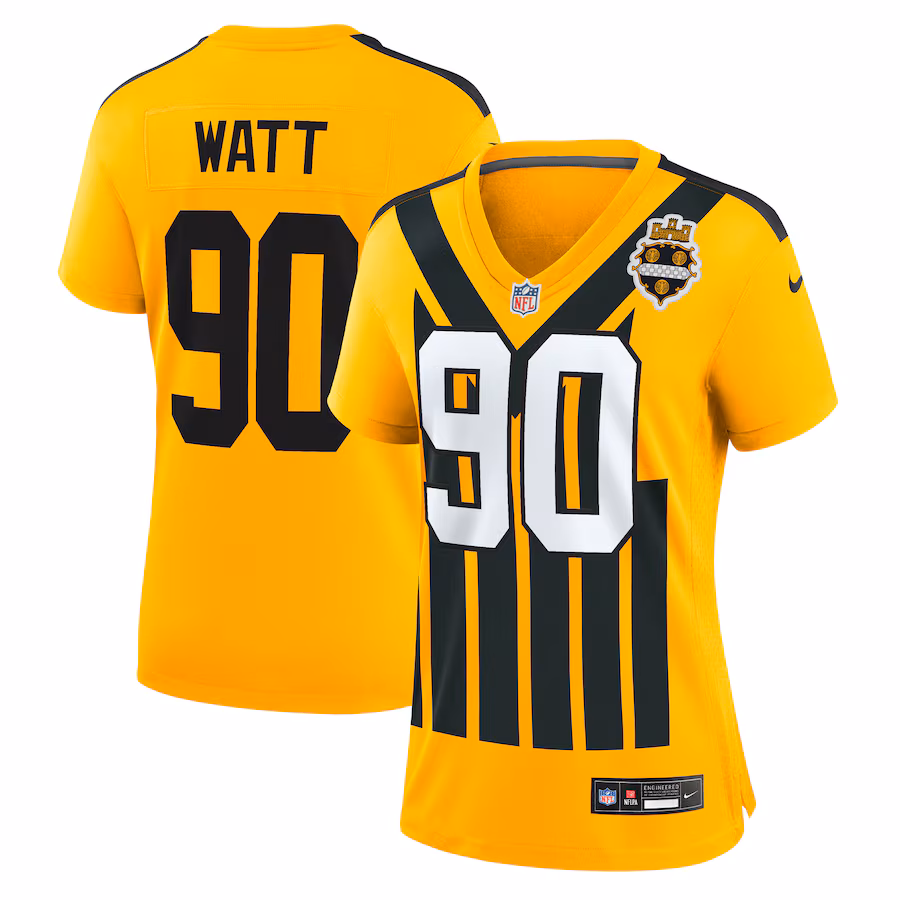 Women's Pittsburgh Steelers T.J. Watt Nike Gold Alternate 1933 Throwback Game Jersey - Jersey