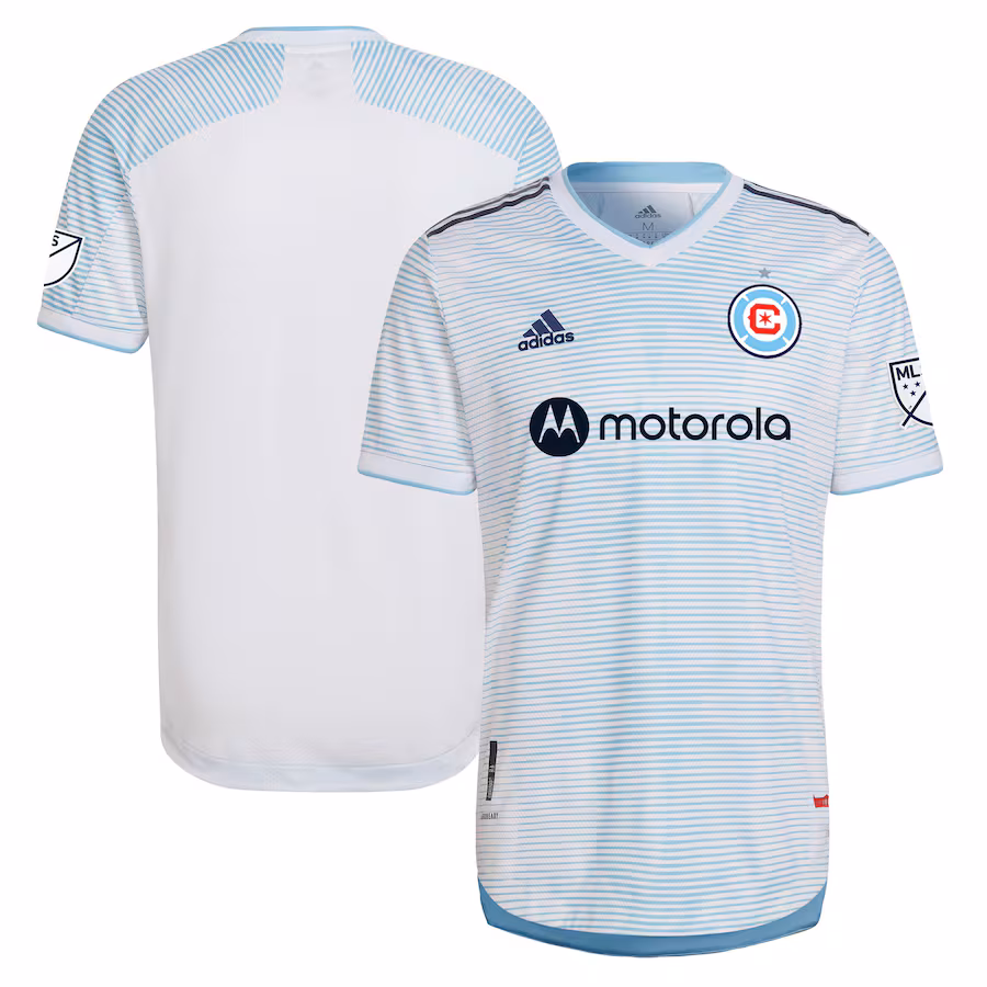Men's Chicago Fire adidas White 2022 Lakefront Kit Authentic Blank Jersey - Jersey