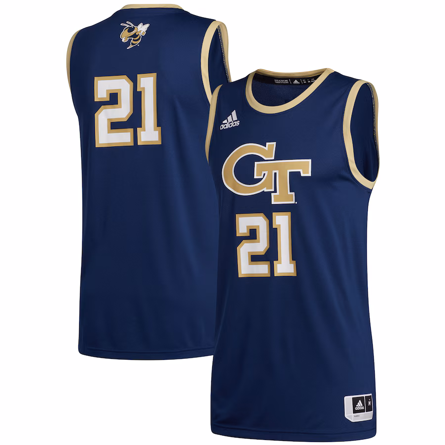 Men's adidas #21 Navy Georgia Tech Yellow Jackets Swingman Basketball Jersey - Jersey