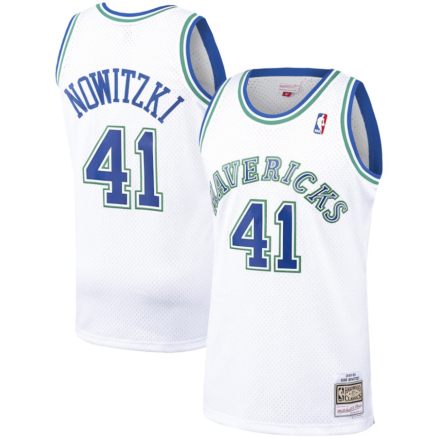Men's Dallas Mavericks Dirk Nowitzki Mitchell & Ness White 1998/99 Hardwood Classics Swingman Jersey - Jersey