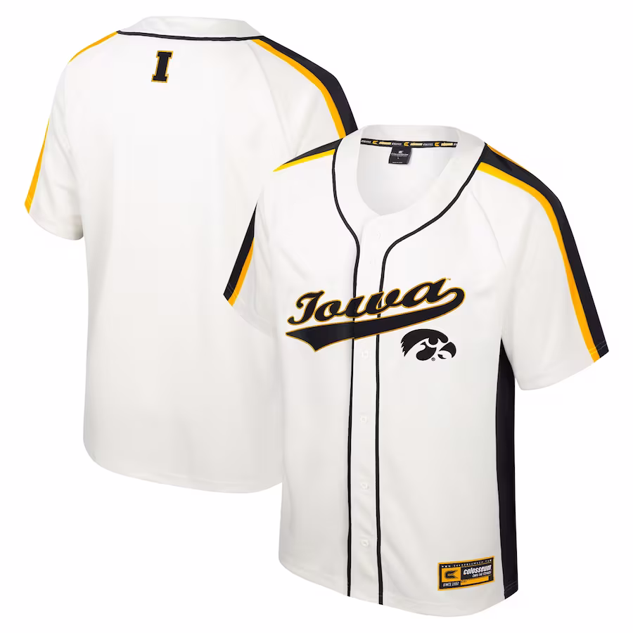 Iowa Hawkeyes Colosseum Ruth Button-Up Baseball Jersey - Cream - Jersey