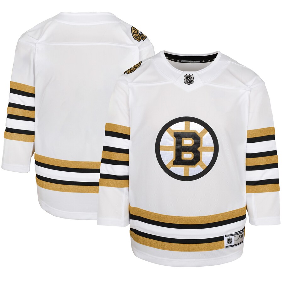 Youth Boston Bruins  White 100th Anniversary Premier Jersey - Jersey