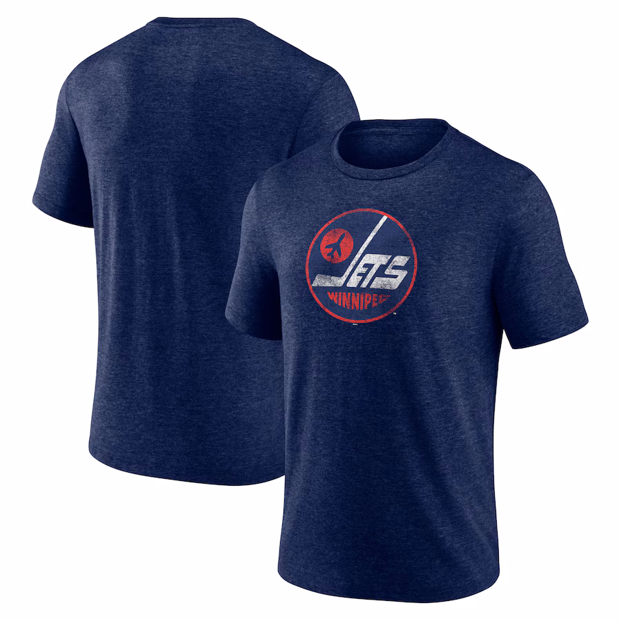 Men's Winnipeg Jets Navy Alternate Logo Tri-Blend T-Shirt - Jersey