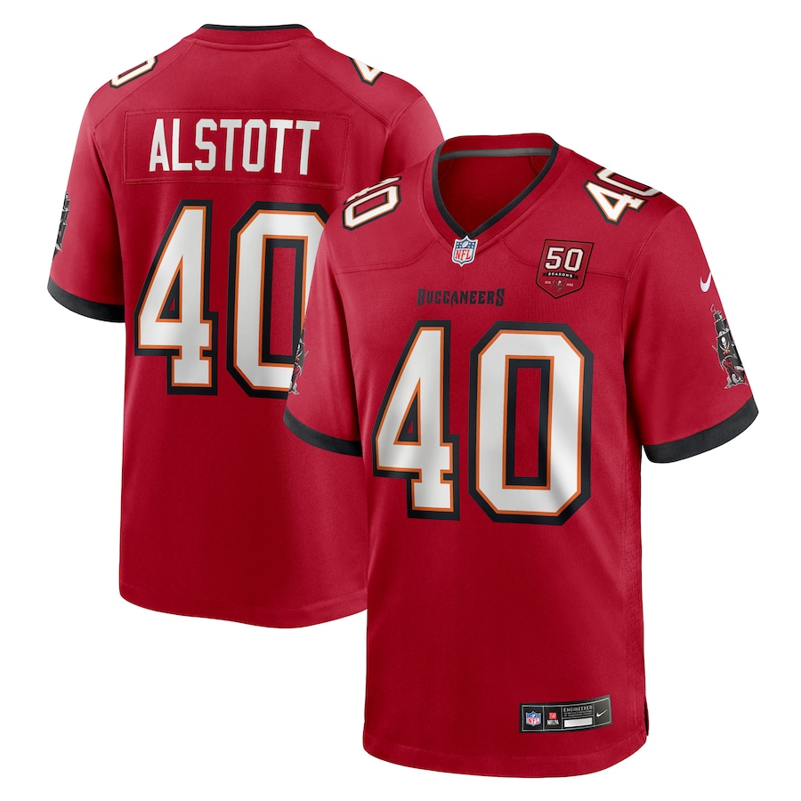 Men's Tampa Bay Buccaneers Mike Alstott Nike Red 50th Anniversary Game Jersey - Jersey
