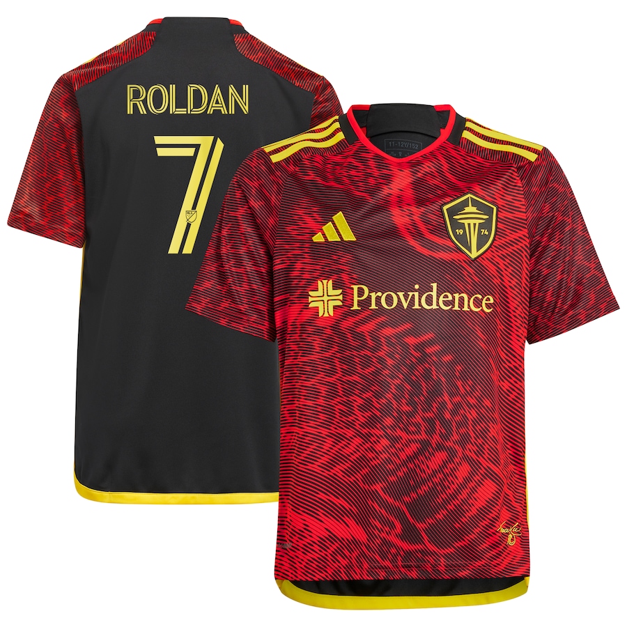 Youth Seattle Sounders FC Cristian Roldan adidas Red 2024 The Bruce Lee Kit Replica Player Jersey - Jersey