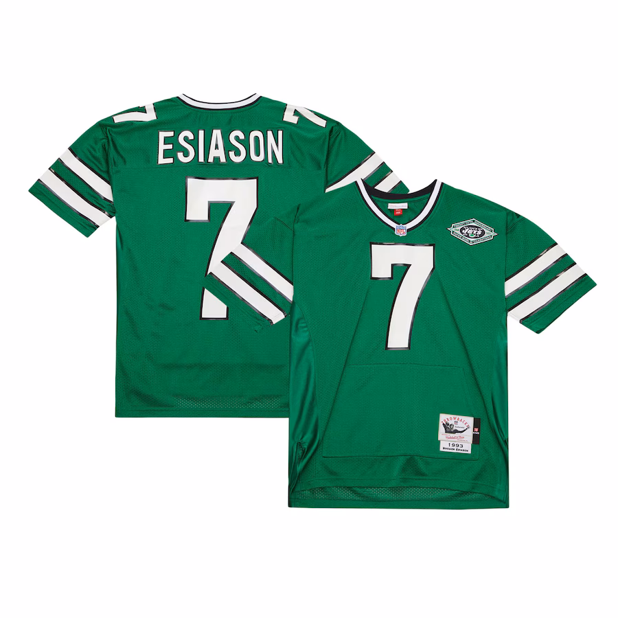 Men's New York Jets Boomer Esiason Mitchell & Ness Kelly Green 1993 Authentic Throwback Retired Player Pocket Jersey - Jersey