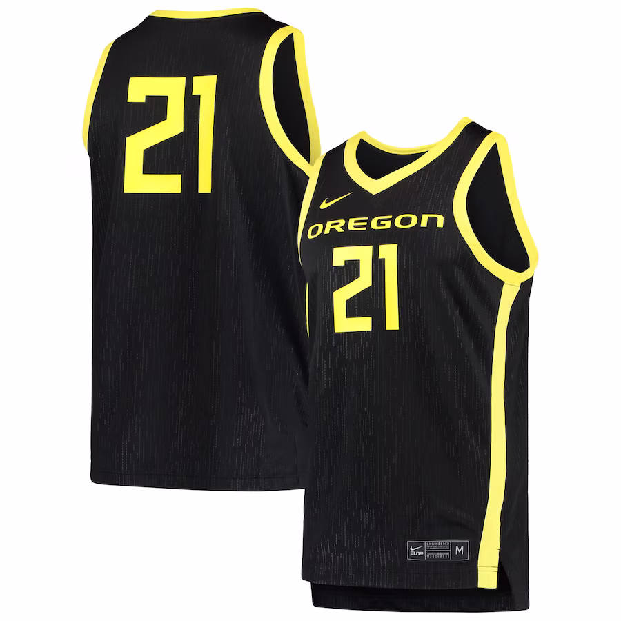 #21 Oregon Ducks Nike Team Replica Basketball Jersey - Black - Jersey