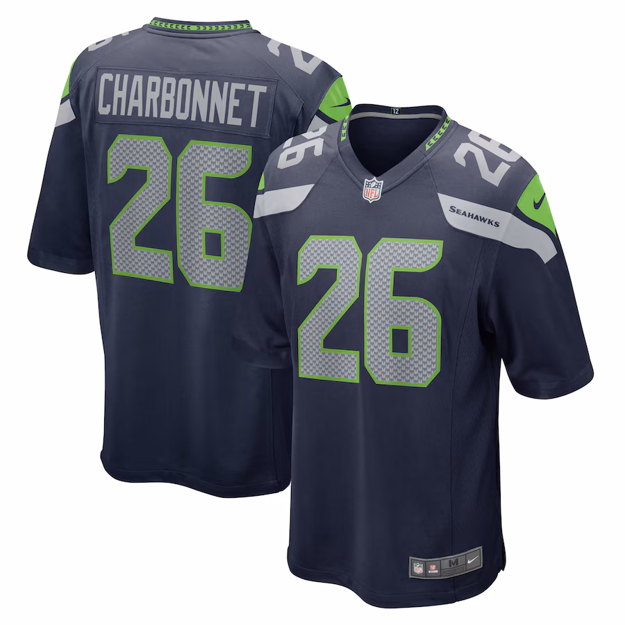 Men's Seattle Seahawks Zach Charbonnet Nike College Navy  Game Jersey - Jersey