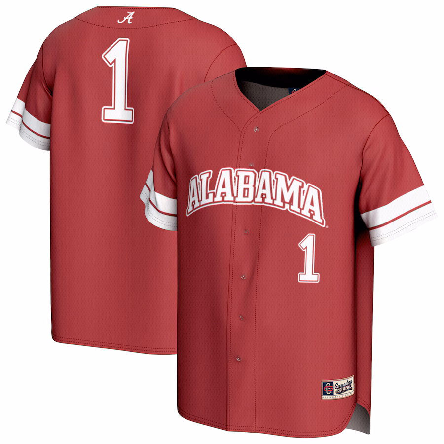 Youth GameDay Greats #1 Crimson Alabama Crimson Tide Lightweight Collegiate Baseball Fashion Jersey - Jersey