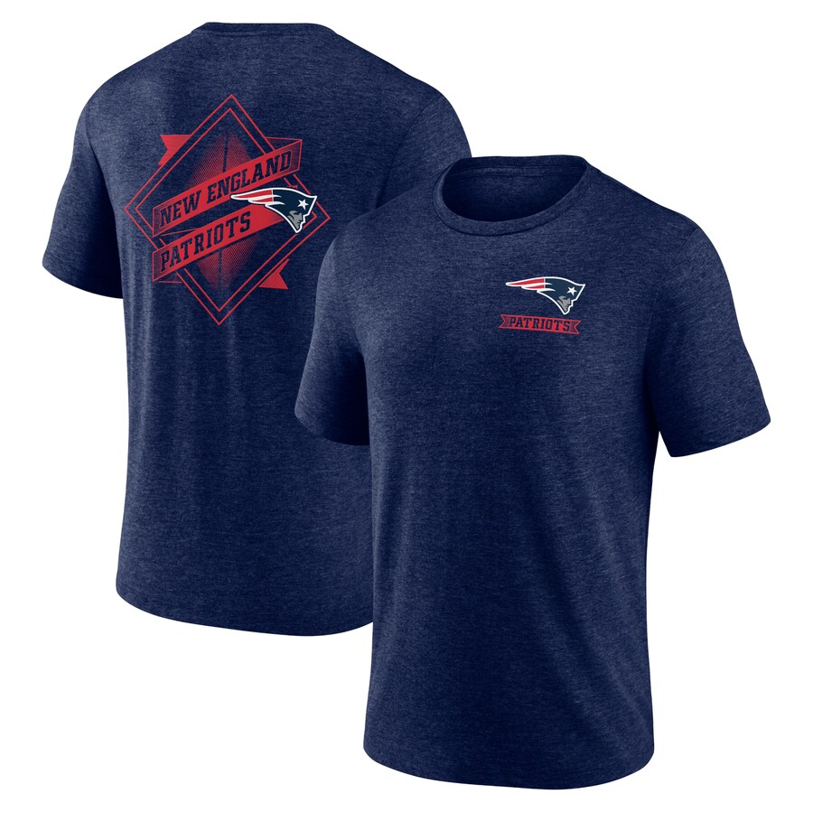 Men's New England Patriots Navy Diamond Scroll Tri-Blend T-Shirt - Jersey