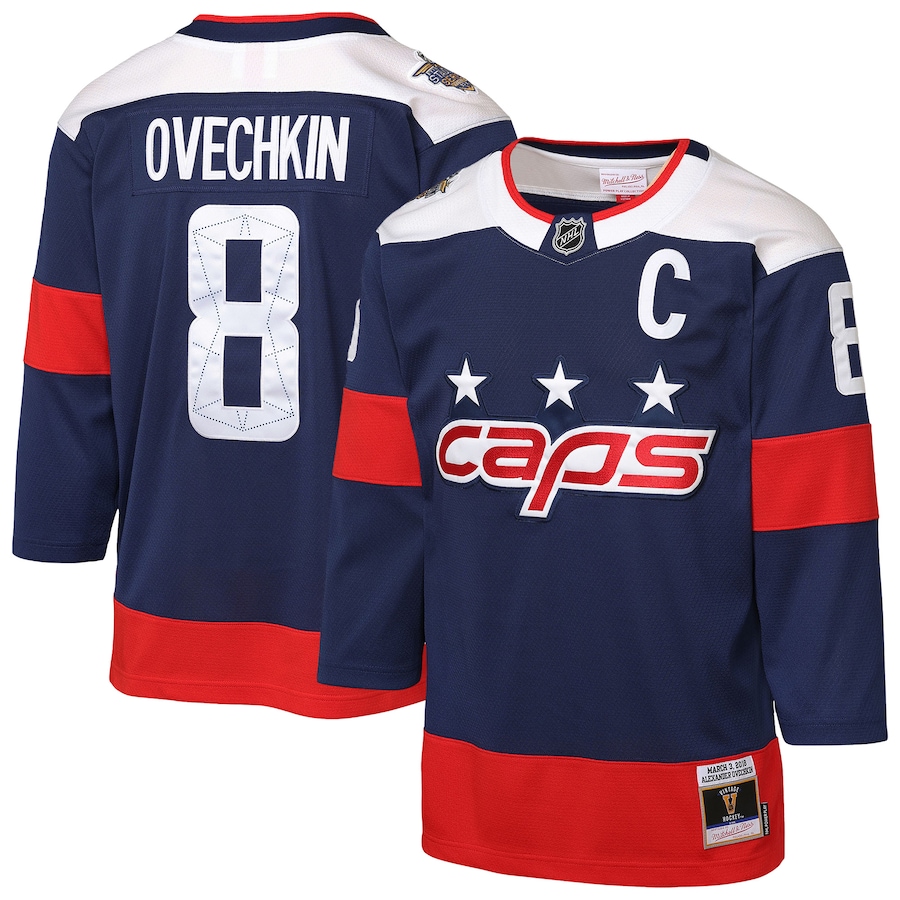 Youth Washington Capitals Alexander Ovechkin Mitchell & Ness Navy 2018 NHL Stadium Series Power Play 2.0 Player Jersey - Jersey