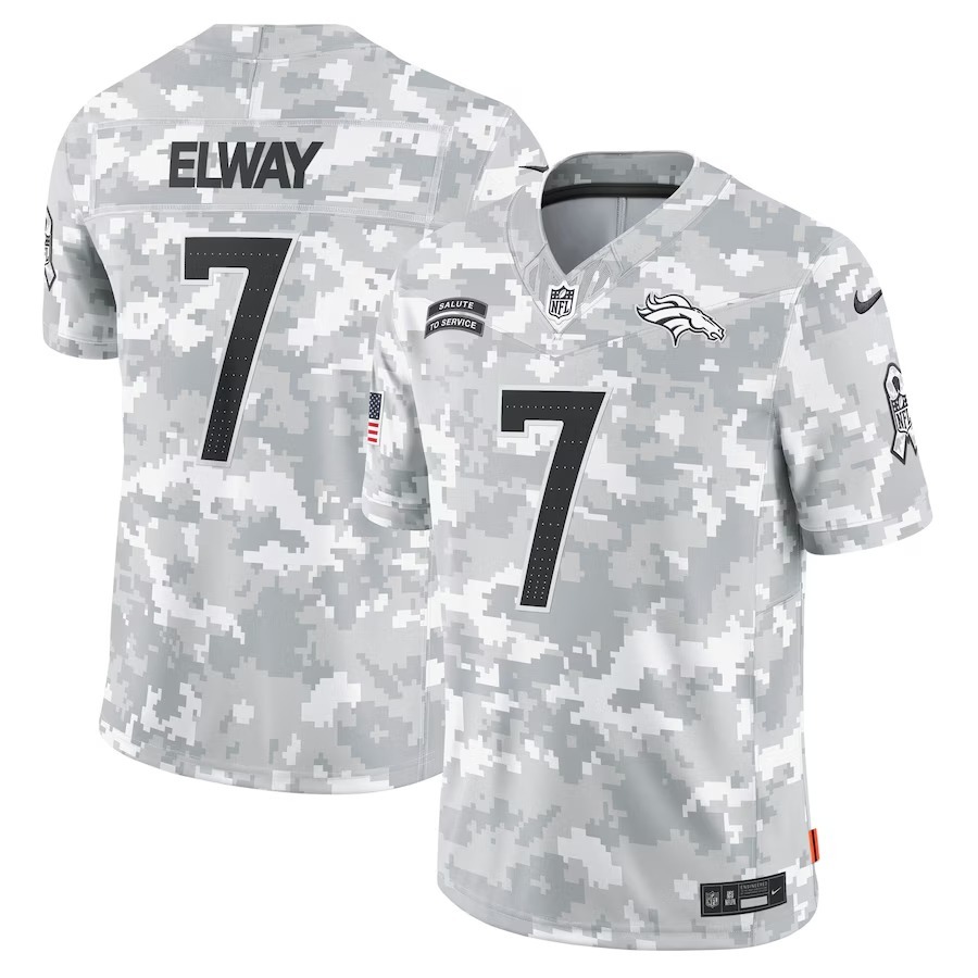 Men's Denver Broncos John Elway Nike Arctic Camo 2024 Salute to Service Retired Player Limited Jersey - Jersey
