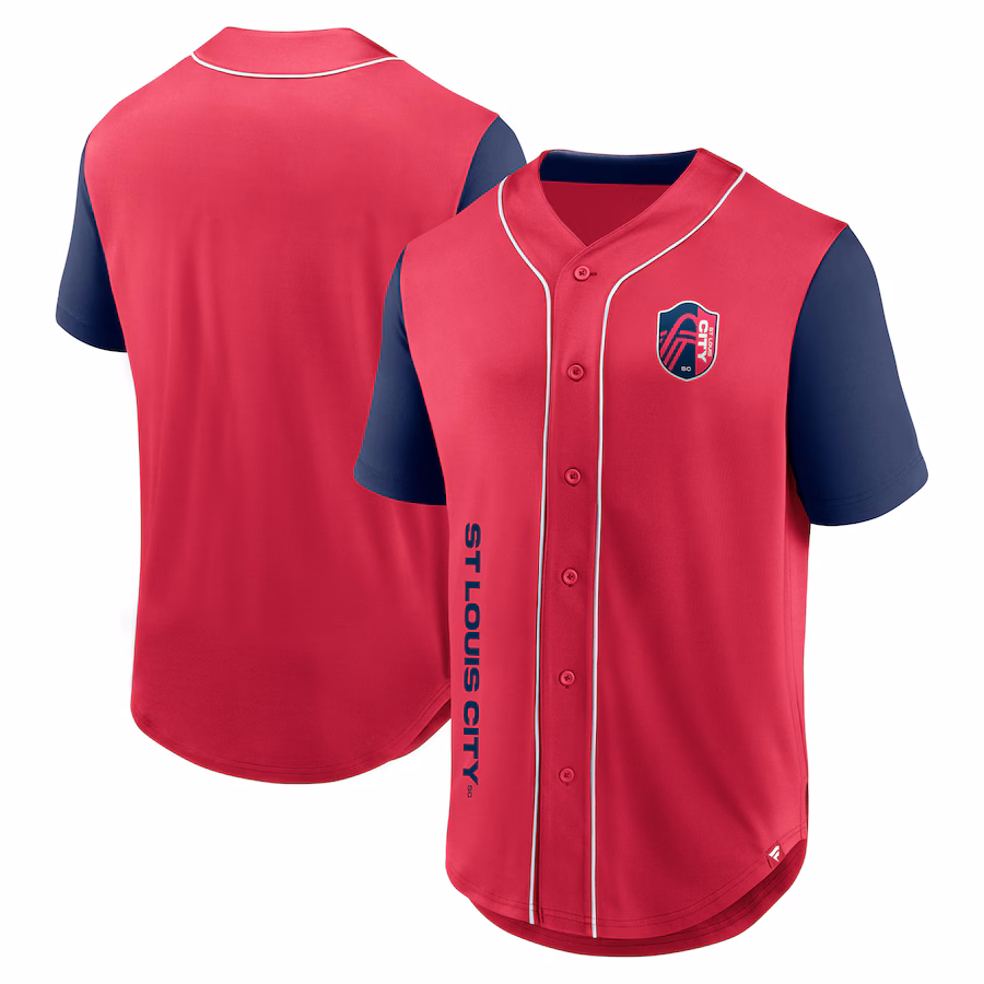 Men's St. Louis City SC Fanatics Red Balance Fashion Baseball Jersey - Jersey
