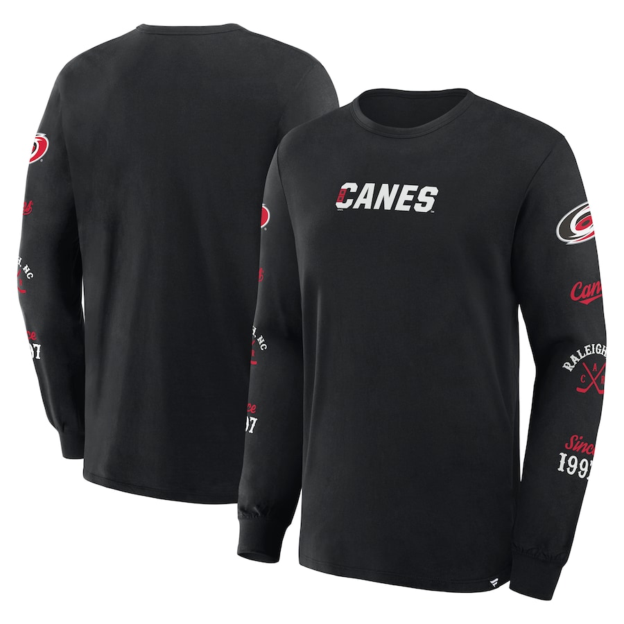 Men's Carolina Hurricanes Fanatics Black Boxed In Legacy Long Sleeve T-Shirt - Jersey