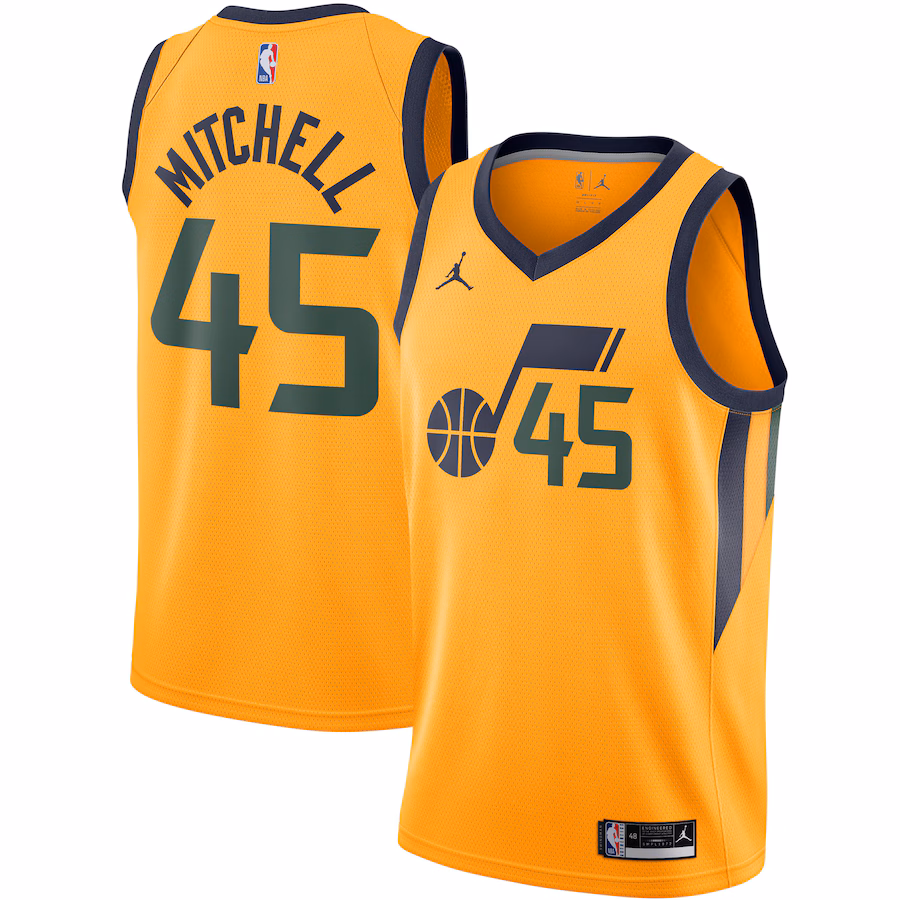 Men's Utah Jazz Donovan Mitchell Jordan Brand Gold 2020/21 Swingman Jersey - Statement Edition - Jersey