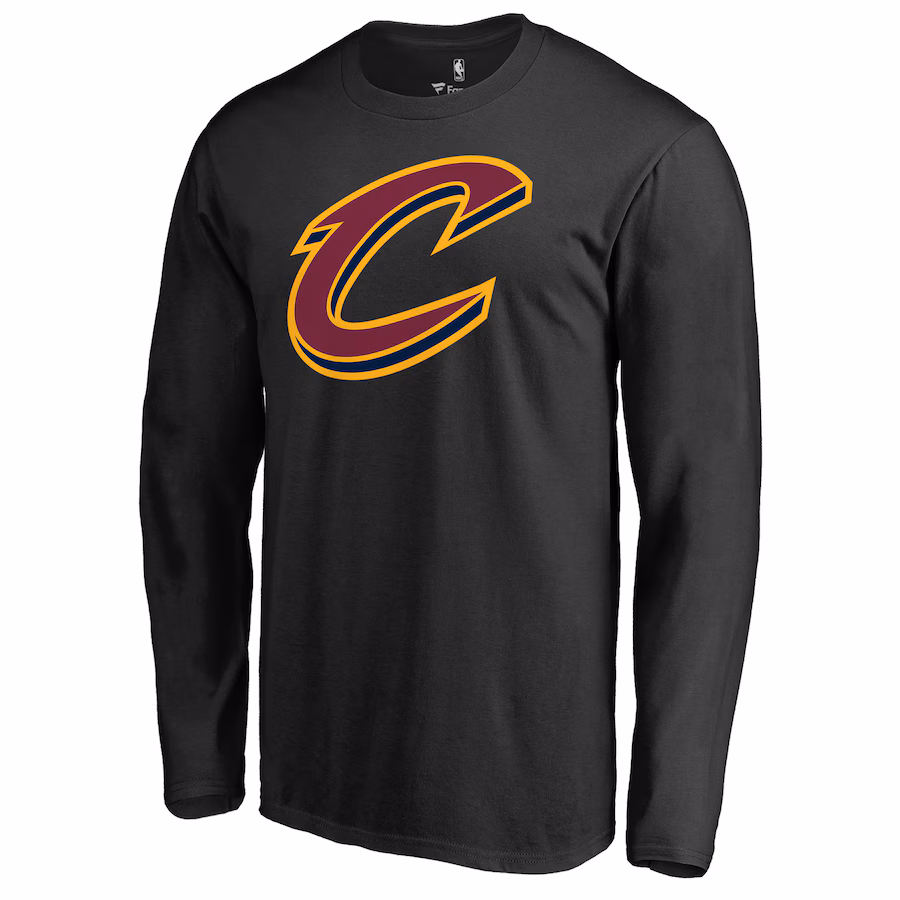 Men's Cleveland Cavaliers Black Secondary Logo Long Sleeve T-Shirt - Jersey