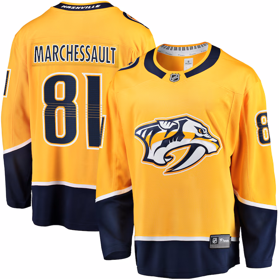 Men's Nashville Predators Jonathan Marchessault Fanatics Gold Premier Breakaway Player Jersey - Jersey