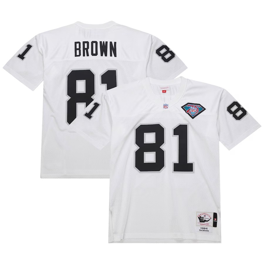Men's Las Vegas Raiders 1994 Tim Brown Mitchell & Ness White Authentic Throwback Retired Player Jersey - Jersey