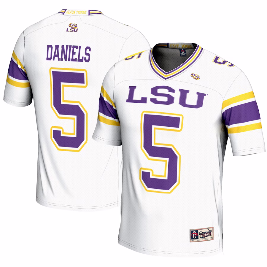 Jayden Daniels LSU Tigers GameDay Greats Football Fashion Jersey - White - Jersey