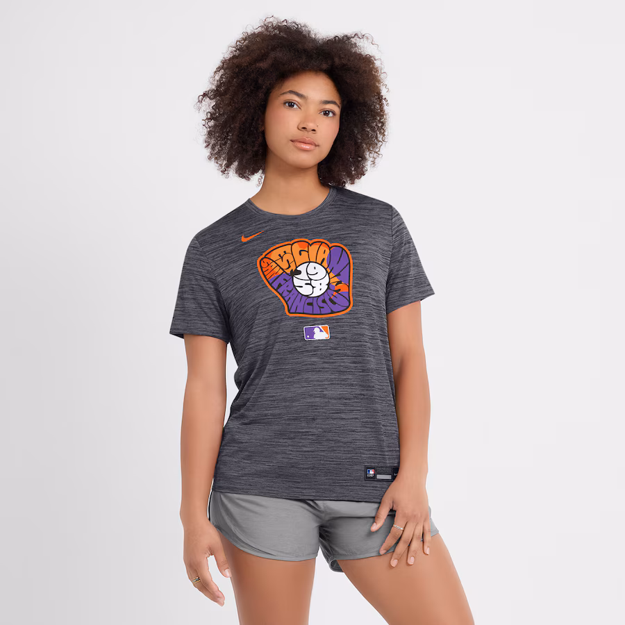 Women's San Francisco Giants Nike Heather Black 2025 City Connect Authentic Collection Velocity Performance T-Shirt - Jersey