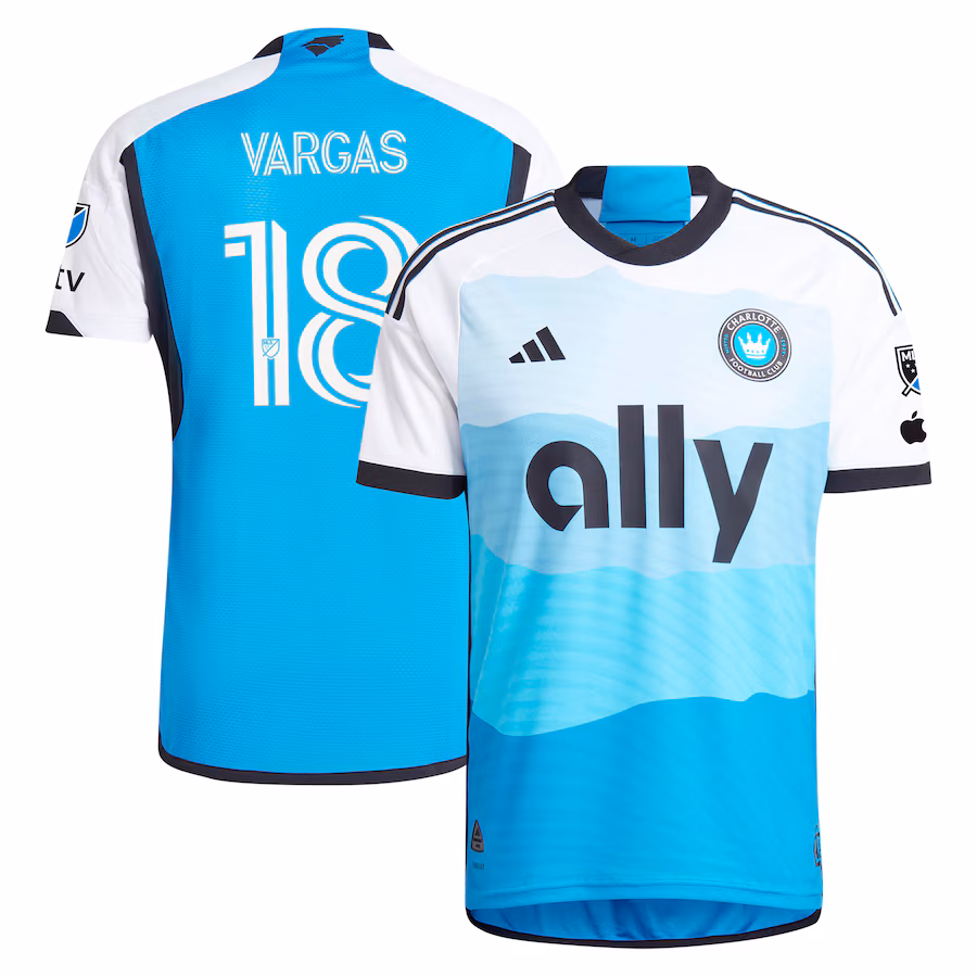 Men's Charlotte FC Kerwin Vargas adidas Blue 2024 The Carolina Kit: Explore Authentic Player Jersey - Jersey