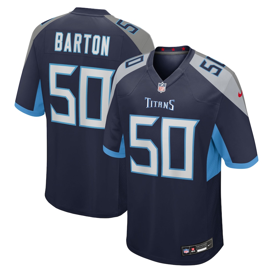 Men's Tennessee Titans Cody Barton Nike Navy Team Game Jersey - Jersey