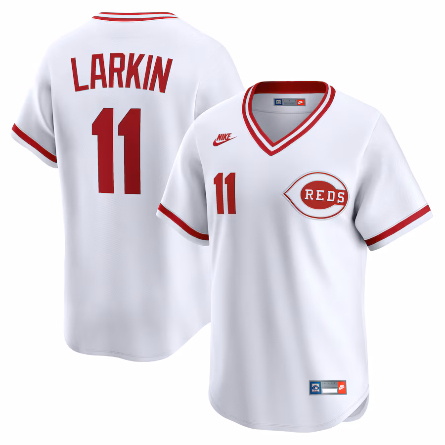 Men's Cincinnati Reds Barry Larkin Nike White Throwback Cooperstown Collection Limited Jersey - Jersey