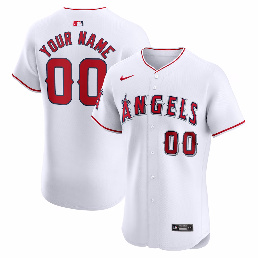 Men's Los Angeles Angels Nike White Home Elite Custom Jersey - Jersey