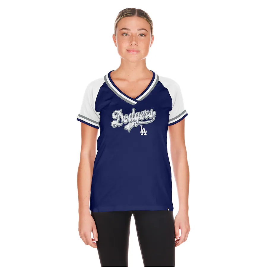 Women's Los Angeles Dodgers New Era Royal Gameday Raglan V-Neck T-Shirt - Jersey