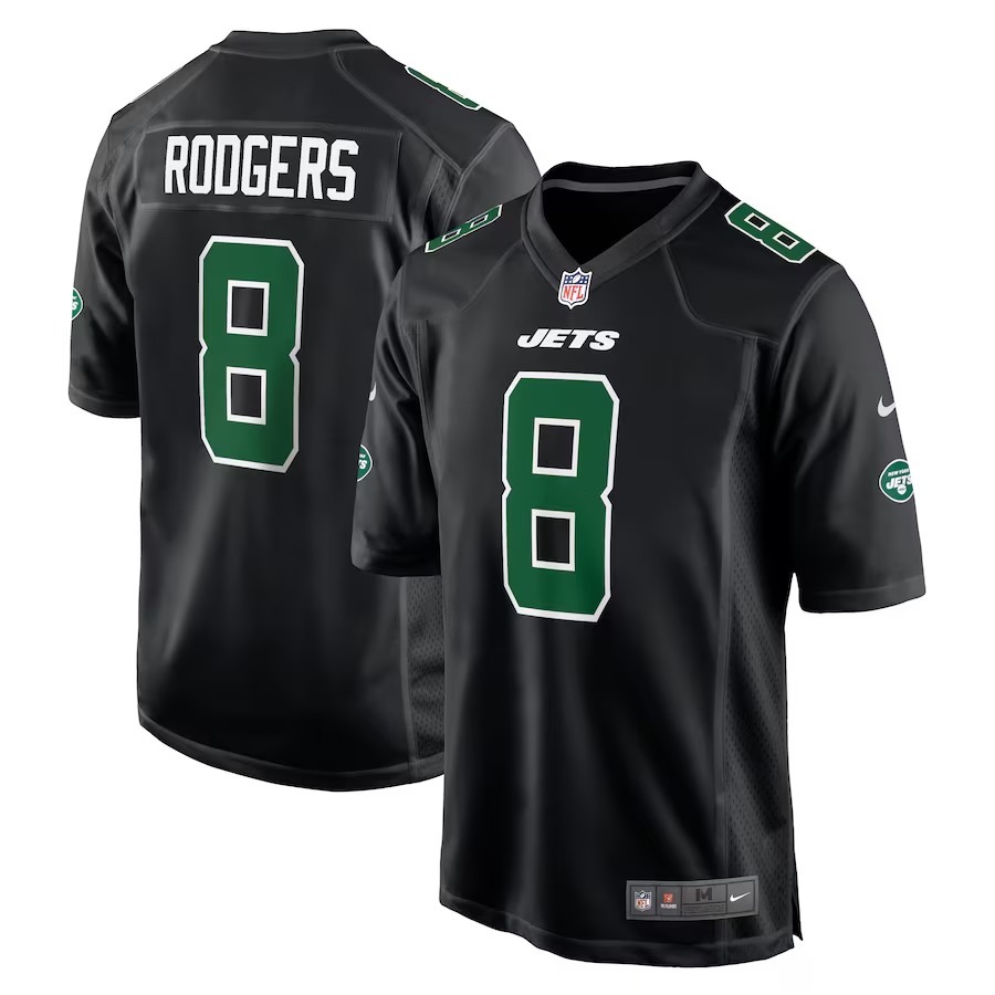 Men's New York Jets Aaron Rodgers Nike Black Fashion Game Jersey - Jersey