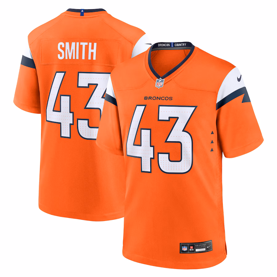 Men's Denver Broncos Keidron Smith Nike Orange Team Game Jersey - Jersey