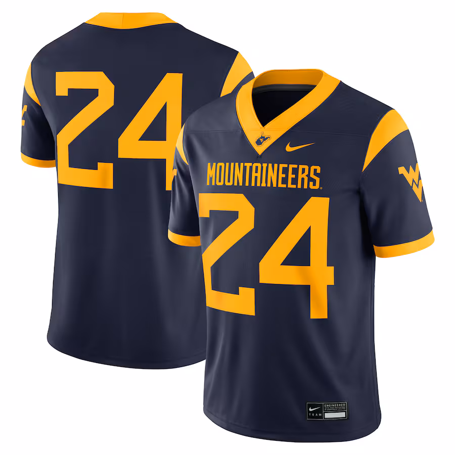 Men's Nike #24 Navy West Virginia Mountaineers Game Jersey - Jersey