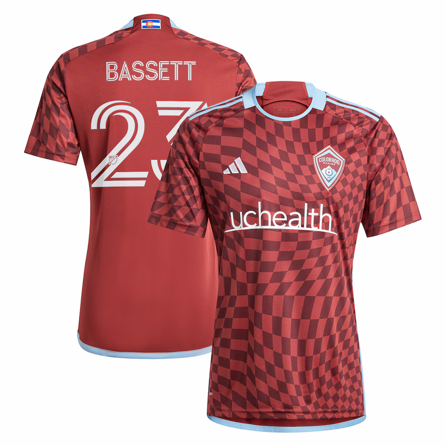 Men's Colorado Rapids Cole Bassett adidas Burgundy 2024 One Flag Kit Replica Player Jersey - Jersey