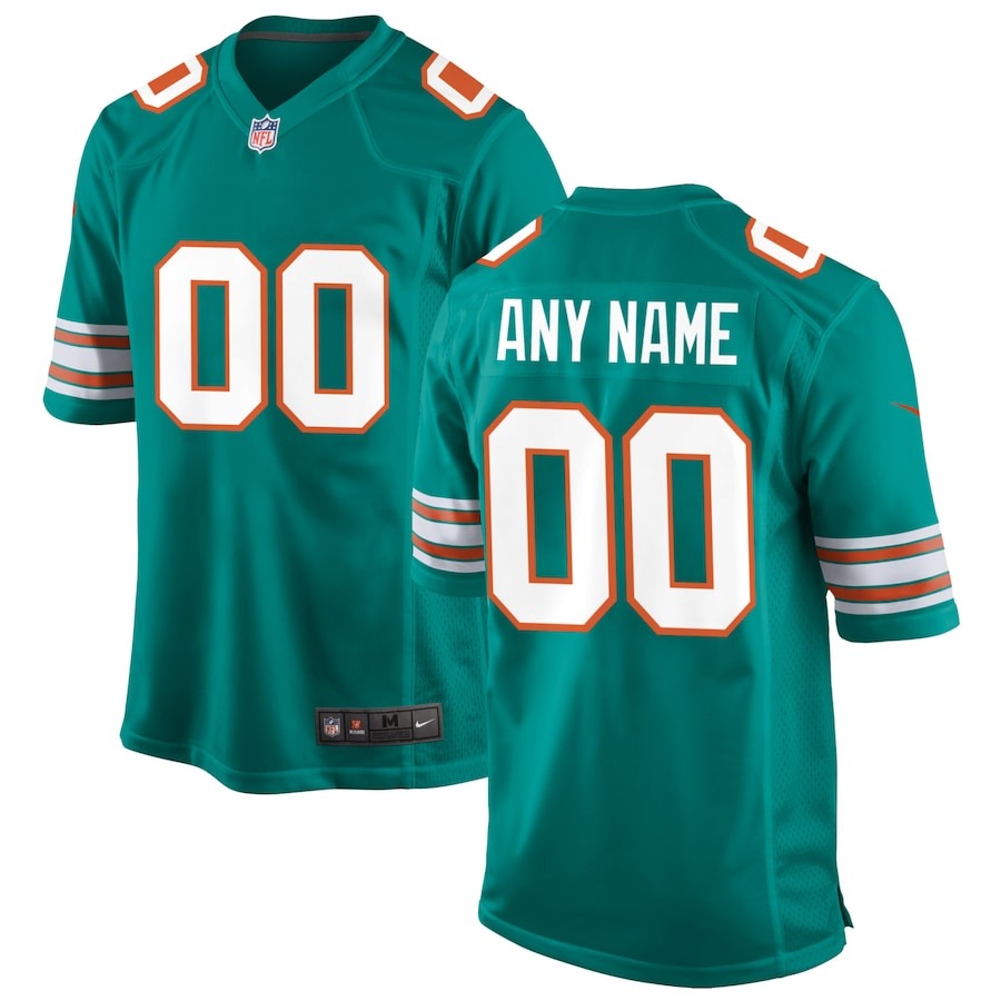 Men's Miami Dolphins Nike Aqua Alternate Custom Game Jersey - Jersey