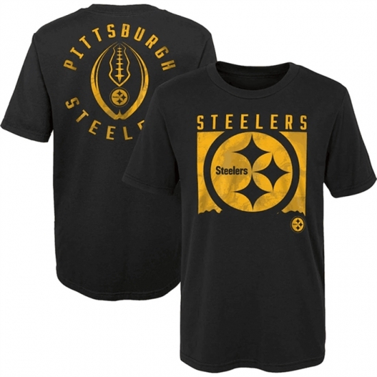 Men's Pittsburgh Steelers Black Preschool Liquid Camo Logo T Shirt - Jersey